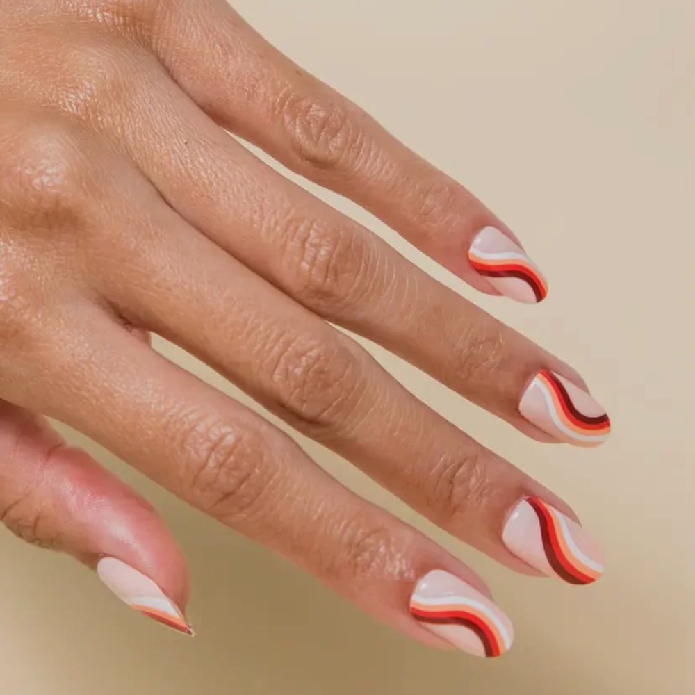 chill house chill tips DISCOTECA 70s rainbow Press On nails Oval